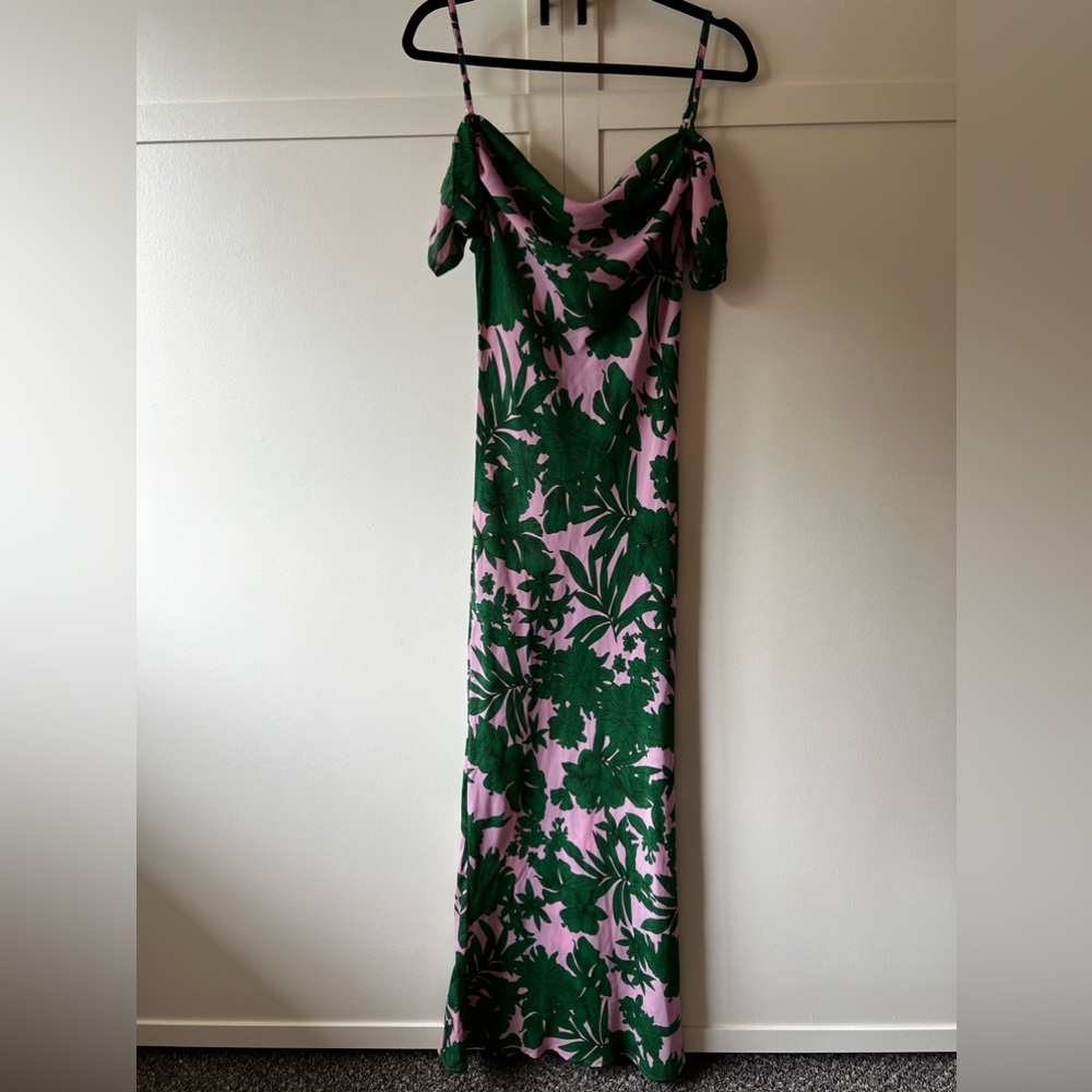 Club L London Long Green & Pink Maxi Dress- Size US 6